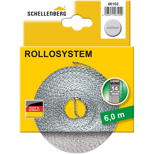 Schellenberg 46102 Cinta de persiana ancho, color gris, Mini 14 mm/6 m