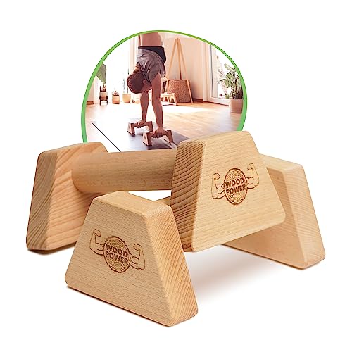 WOODPOWER® PowerBars - Agarres paralelos de madera para flexiones, barras y minibarras, antideslizantes para interior y exterior, para calistenia, entrenamiento de peso corporal y yoga