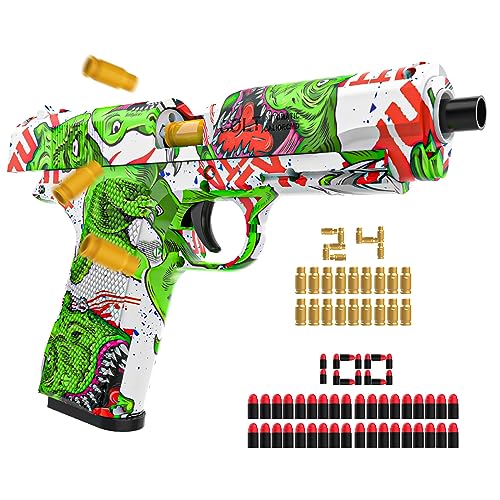 Pistola de Juguete, Pistolas de Espuma Blaster Patrón de Graffiti con 100 Balas, Juego de Tiro Interior al Aire Libre Regalo Cumpleaños Navidad para Niño Niñas