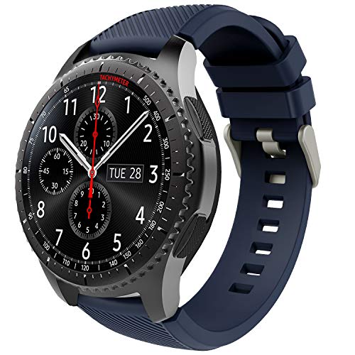 TiMOVO Pulsera para Samsung Gear S3 Frontier/Galaxy Watch 46mm, Pulsera de Silicona, Correa de Reloj Deportivo, Banda de Reloj de Silicona, Azul Medianoche
