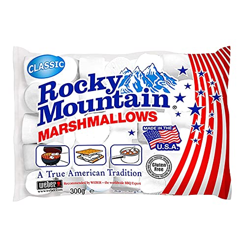 Rocky Mountain Marshmallows Classic 2x300g, dulces tradicionales americanos para asar en la hoguera, a la parrilla o al horno, 2x300g