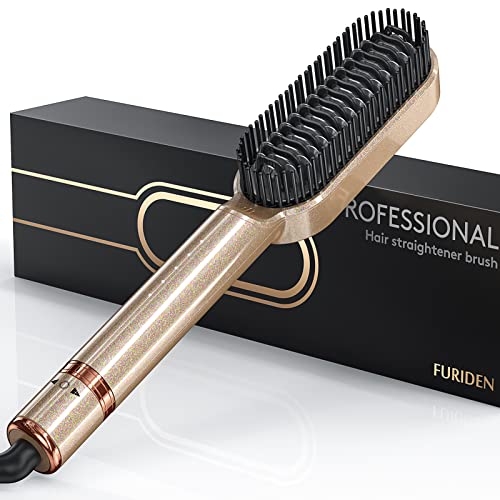 Cepillo alisador pelo con tecnología iónica - Cepillo especial para cabello muy rizado, Calienta hasta 220º en 15s, Pelo liso natural en 5 minutos