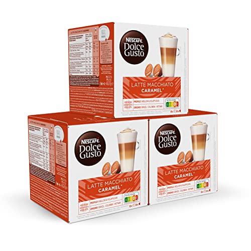 Dolce Gusto NESCAFÉ Latte Macchiato Caramel - x3 pack de 16 cápsulas - Total: 48 cápsulas