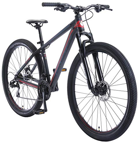 BIKESTAR Bicicleta de montaña Hardtail de Aluminio, 21 Marchas Shimano 29' Pulgadas | Mountainbike con Frenos de Disco Cuadro 17' MTB | Negro Rojo