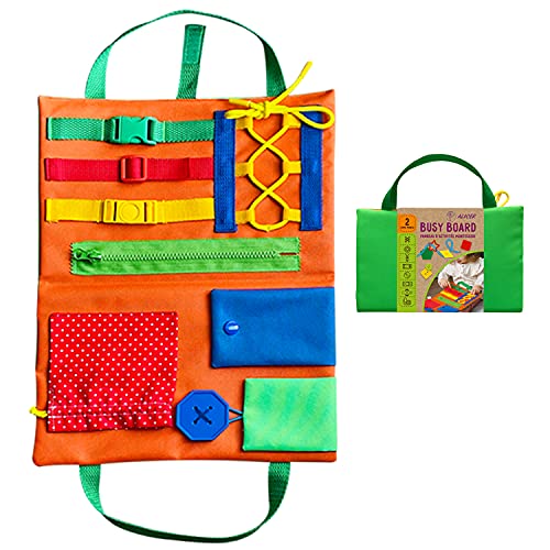 ALICER© Busy Board para niños - Método Montessori Laçage - Cuadro educativo para desarrollar la Destad y la Motricidad - Panel de aprendizaje por el juego con hebillas, cierre y botones