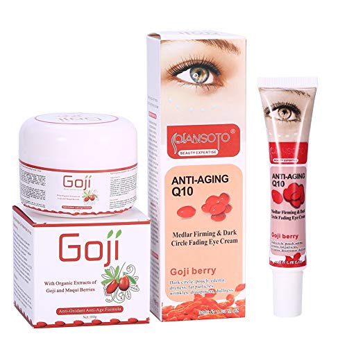 Goji Cream - Goji Berry Anti-Age Crema Facial Hidratante + Círculo Oscuro Eliminación de Arrugas Crema de Ojos, Hidratante Hidratante Belleza Crema, Cosméticos