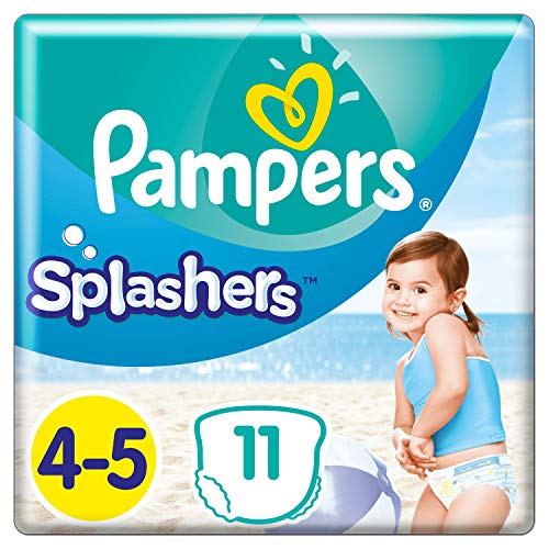 Pampers - Pañales desechables para baño (talla 4-5 (9 a 15 kg) para una protección óptima en el agua, 11 capas