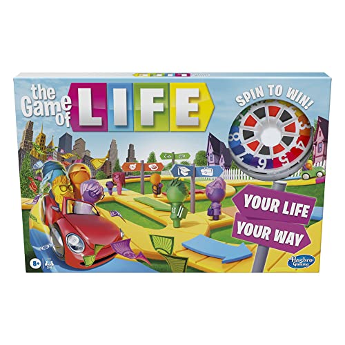 Hasbro Gaming The Game of Life Game, Family Board Game for 2 to 4 Players, for Kids Ages 8 and Up, Includes Colourful Pegs