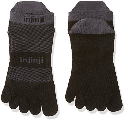 Calcetines bajos cinco dedo Injinji Midweight para correr de hombre - 203110GWH, Negro/Gris