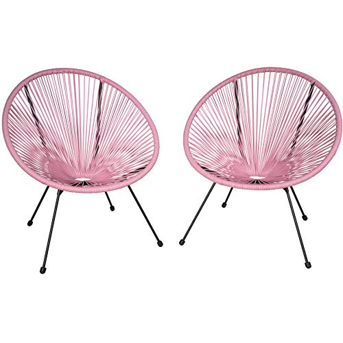 tectake 800988 Conjunto de 2 sillas de jardín, Juego de Asientos Vintage Tipo Acapulco, Set de sillas Estilo Retro Elegantes (Rosa)