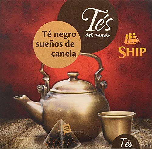 Ship - Té Negro Sueños de Canela - Caja de 15 Pirámides - Con Funda - Aumenta las Defensas, Acelera el Metabolismo - Gran Afrodisíaco Natural - Propiedades Antioxidantes - Infusiones y Tés