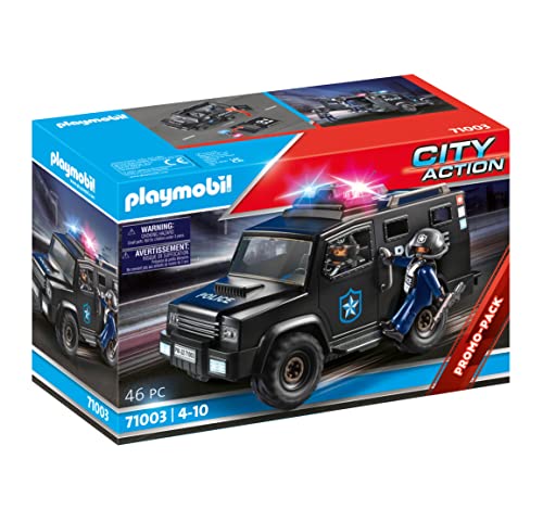 PLAYMOBIL City Action 71003 Camión Fuerzas Especiales, Coche de policía con luz Azul, Juguete para niños a Partir de 4 años