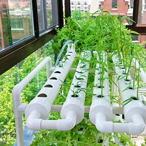 N  A Kit de Cultivo hidropónico de 36 Plantas, 4 Tubos de PVC, Sistema de Cultivo de Plantas de jardín con Bomba de Agua, Sistema de Cultivo de Plantas de Cultivo de Agua para Verduras de Hoja