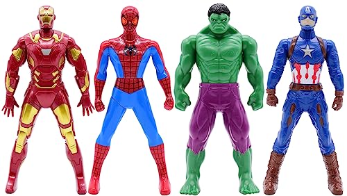 Marvel Avengers Figura De Acción, Popular Anime Modelo,Hulk, Spider, Iron Man y Capitán América Set de 4 Figuras Muñeca Coleccionable Juguetedecoración