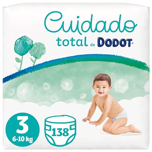 Dodot Pañales Bebé Cuidado Total Talla 3 (6-10 kg), 138 Pañales, Suave Protección de la Piel de Dodot con Ingredientes de Origen Vegetal