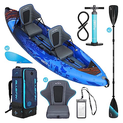 Kayak Inflable Bluefin Ranger Kayak Inflable, Kayak Inflable para 2 Personas, Canoa Inflable Alternativa