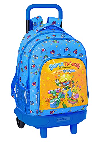 Safta M918, Mochila Escolar Con Carro Incluido Y Espalda Acolchada Niños, Azul/multicolor, 330x220x450 Mm