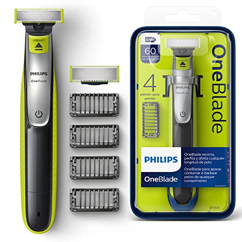 Philips OneBlade QP2530/30 - Recortador de Barba con 4 Peines de 1,2,3,4,5 mm Longitudes, Incluye Cuchilla Adicional, Recorta, Perfila y Afeita, Recargable