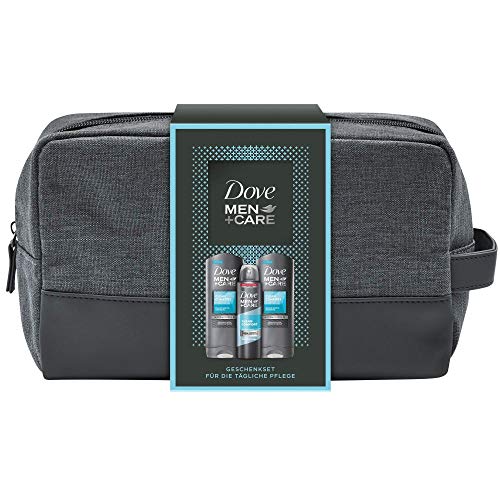Dove Men+Care Clean Comfort - Set de regalo para piel cuidada con gel de ducha y desodorante en una bolsa de aseo, 250 ml + 150 ml