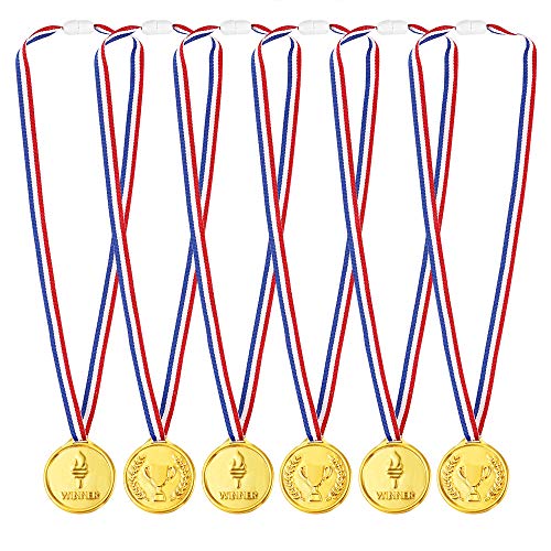 Pllieay 48 Piezas Medallas de Plastico Medallas Niños Deportivas Medallas Winner para Niños Fiesta Deportiva, Competencia, Fiesta, Recompensa