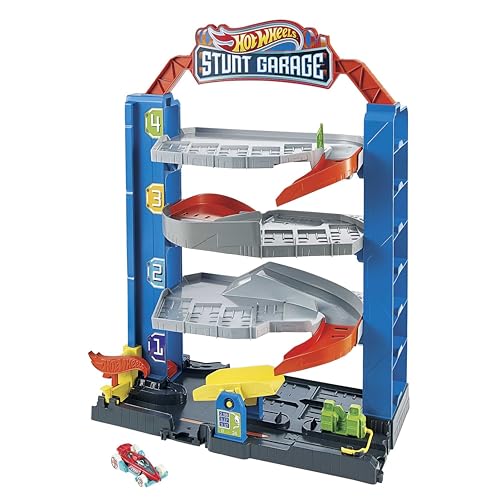 Hot Wheels Garaje extremo para coches de juguetes, almacena + de 2 vehículos, regalo para niños 4-8 años (Mattel GNL70)