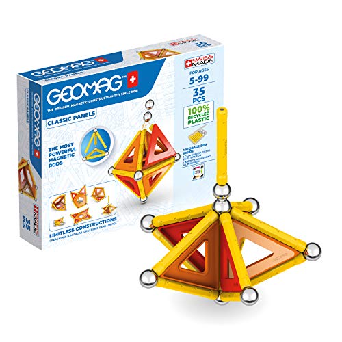 Geomag - Classic Panels 35 Pieces - Magnetic Construction for Children - Green Collection- 100 Percent Recycled Plastic Educational Toys