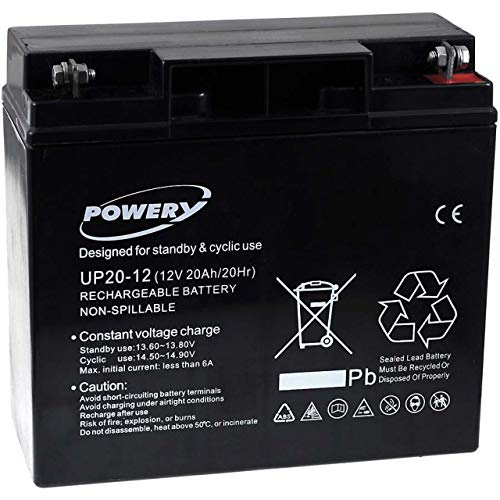 Powery Batería de Gel UP20-12 12V 20Ah (Reemplaza también 18Ah)