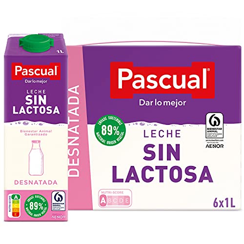 Pascual – Leche Desnatada Sin Lactosa Bienestar Animal – 6 x 1L