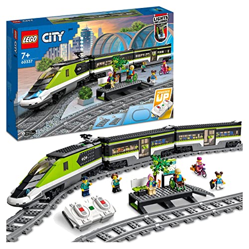LEGO 60337 City Tren de Pasajeros de Alta Velocidad, Juguete, Vehículo Teledirigido para Niños de 7 Años o Más con Luces y Vías, Idea de Regalo