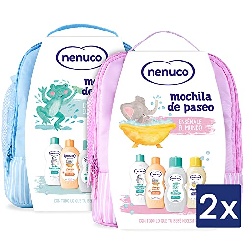 Nenuco Pack Bebé Mochila de Paseo Color Rosa y Color Azul, Contiene Colonia, Jabón, Champú y Leche Hidratante - 4 productos x2