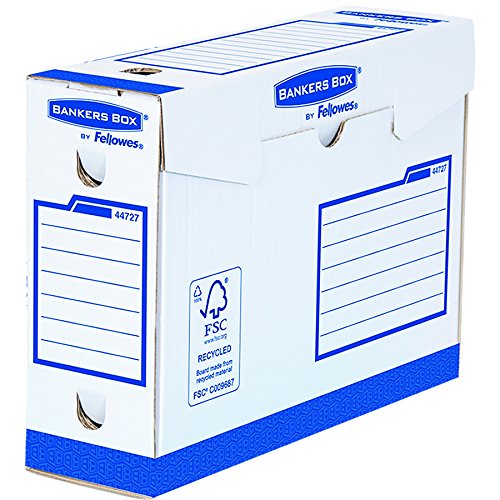 Fellowes Bankers Box - Caja de archivo definitivo extra resistente A4+, 100 mm, 20 unidades, color blanco y azul