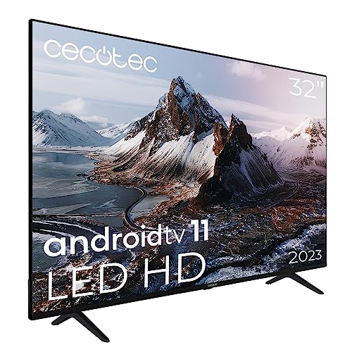 Cecotec Televisor LED 32' Smart TV LED a3 Series ALH30032s. 4K UHD, Android 11, Diseño sin Marco, MEMC, Dolby Vision y Dolby Atmos, HDR10, 2 Altavoces de 10W, Modelo 2023