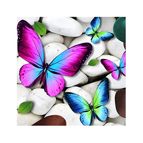 MXJSUA Kits de pintura de diamantes 5D DIY mariposas blancas diamantes de imitación kit de bordado de punto de cruz, suministros para manualidades lienzo para decoración del hogar 30 x 30 cm
