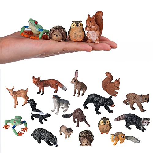 Flormoon Figuras de Animales pequeños para niños, 16 Piezas Figuras realistas de Animales del Bosque para bebés, Figuras de Criaturas del Bosque, Juguetes educativos Regalo para decoración