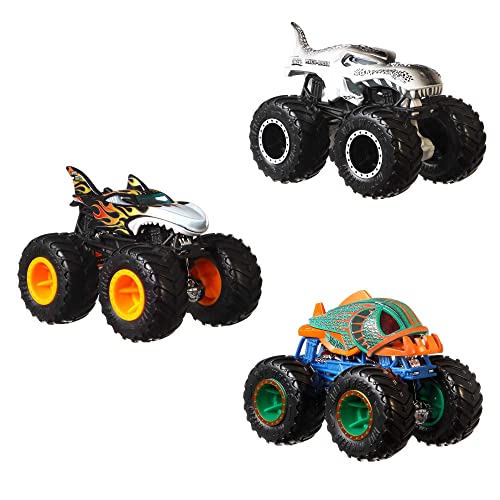 Hot Wheels Monster Trucks Pack 3 coches de juguete con diseños coloridos, +3 años (Mattel HGX13), Exclusivo en Amazon