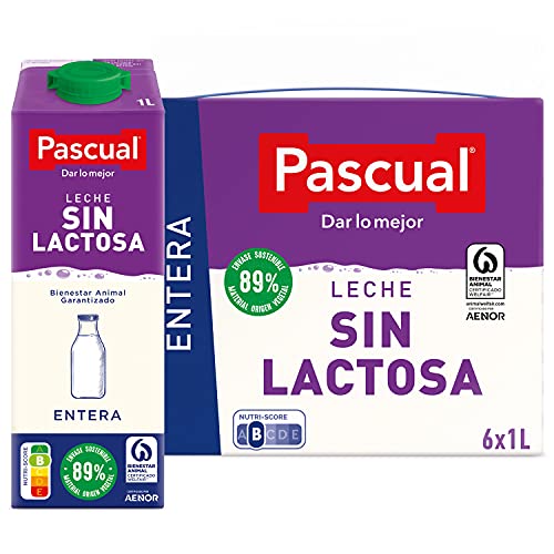 Pascual – Leche Entera Sin Lactosa Bienestar Animal – 6 x 1L