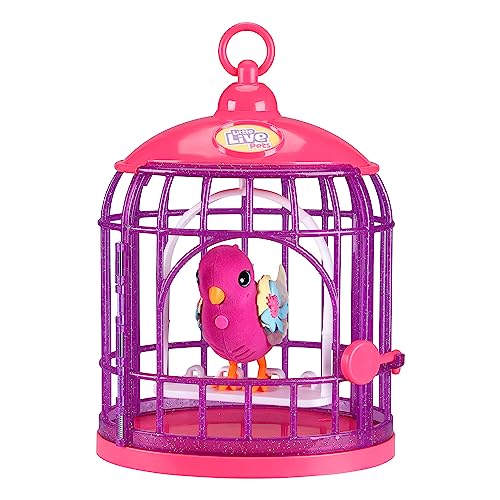Little Live Pets Lil' Bird + comedero para pájaros con Tiara Twinkles: pájaro Colorido Interactivo con Nuevas alas Luminosas y más de 20 Sonidos de pájaros; Repite lo Que Dices y responde al Tacto