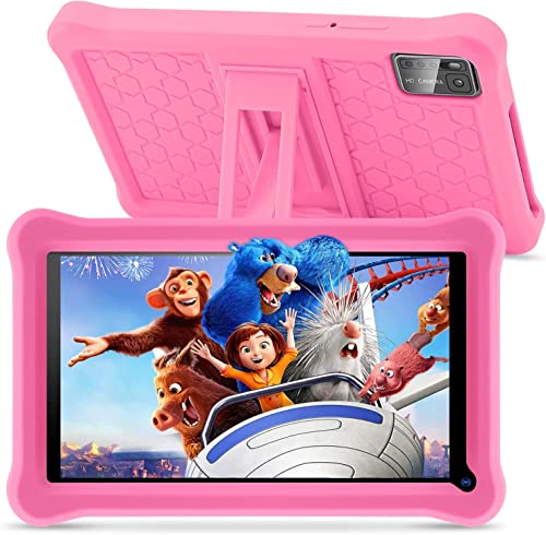 SANNUO Tablet para Niños 7 Pulgadas Android 11 Tableta con 3GB RAM 32GB ROM (TF 128GB), Google GMS, Pantalla IPS HD, Doble Cámara, Bluetooth, Control Parental, Tablet Infantil con Funda EVA(Rosa)