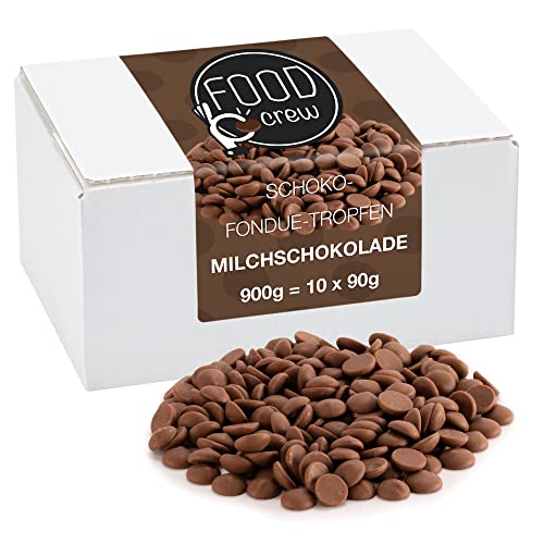 FOOD crew Chocolate Leche Pepitas de Chocolate para Hornear - 900g Chocolate Belga Fundir - Chocolate Fondant para Postres - para Fuentes o Fondue de Chocolate