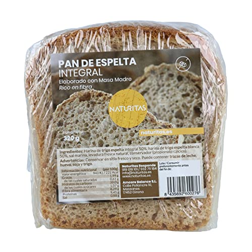 Pan de Espelta Integral 320 g Naturitas Essentials | Sin azúcares añadidos | Rico en fibra | Integral 50%