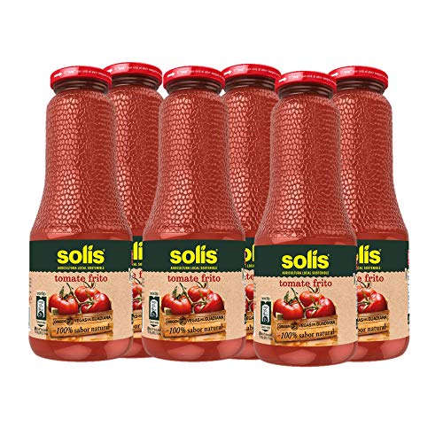 SOLIS Tomate Frito Frasco Cristal - Tomate sin gluten - 725g - Pack de 6 - Total 4350 gams