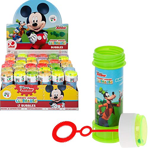 ColorBaby - Caja 36 pomperos, pompero Mickey Mouse, 60 ml, pomperos de jabón, pomperos infantiles, pomperos para niños cumpleaños, juguetes Mickey Mouse, Goofy, Pluto, Donald
