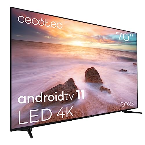 Cecotec Televisor LED 70' Smart TV A2 Series ALU20070. 4K UHD, Android 11, Diseño sin Marco, MEMC, Dolby Vision y Dolby Atmos, HDR10, 2 Altavoces de 10W, Modelo 2023