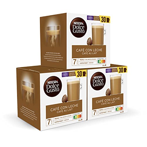 NESCAFÉ Dolce Gusto Café con Leche - x3 pack de 30 cápsulas - Total: 90 cápsulas