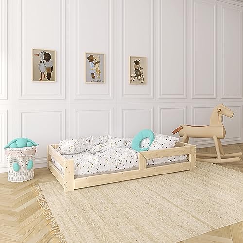 Need Sleep Cama infantil con suelo de madera de abeto (80 x 160 cm)