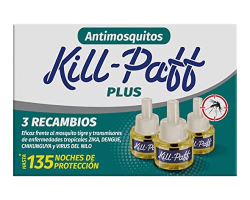KILL-PAFF | Insecticida Eléctrico | Antimosquitos| Eficaz Contra Mosquito Tigre y Transmisores de Enfermedades Tropicales | Sin Olor|135 Noches de Protección