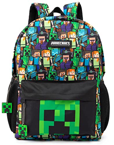 Minecraft Mochila Para Niños Niños Negro Gamer Bag Mochila Escolar Un tamaño