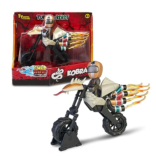 Swap Riders - Moto Kobra, Moto de Carreras de Juguete con Forma de de Cobra, 1 Figura Exclusiva Rider incluida, 10 Piezas Intercambiables, niños y niñas Desde 4 años, Famosa, (WAP02100)