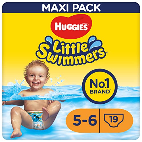 HUGGIES Little Swimmers Pañal Bañador Desechable para bebés, Talla 5-6 (19 Unidad), con barreras anti-escapes para una máxima protección en el agua