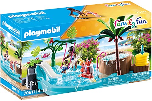 PLAYMOBIL Family Fun 70611 Piscina Infantil con bañera hidromasaje, para Jugar con Agua, Juguetes para niños a Partir de 4 años